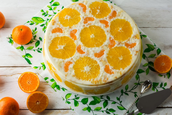 Сметанно-желейный торт с фруктами «Фестиваль» (без выпечки)
