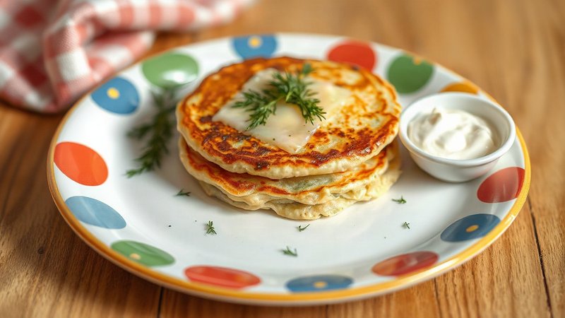 Детские пышные кабачковые оладьи с сыром и зеленью на кефире: рецепт