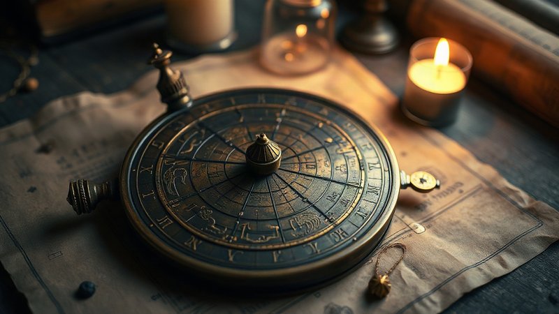 Праздник тишины: семейный астроскоп осеннего дня Старинная планисфера из бронзы с созвездиями под мягким светом