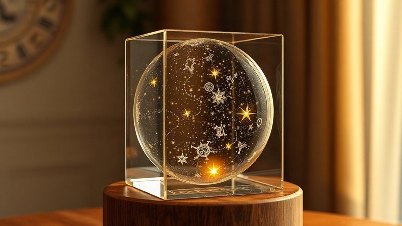 Праздничное мерцание звезд: день душевной теплоты на четверг Стеклянный куб с трехмерной моделью звездного неба внутри