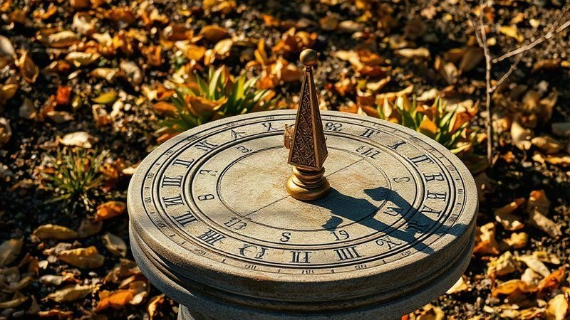Праздник в кругу семьи и теплая сказка субботнего вечера Старинные солнечные часы с зодиакальными делениями в осеннем саду