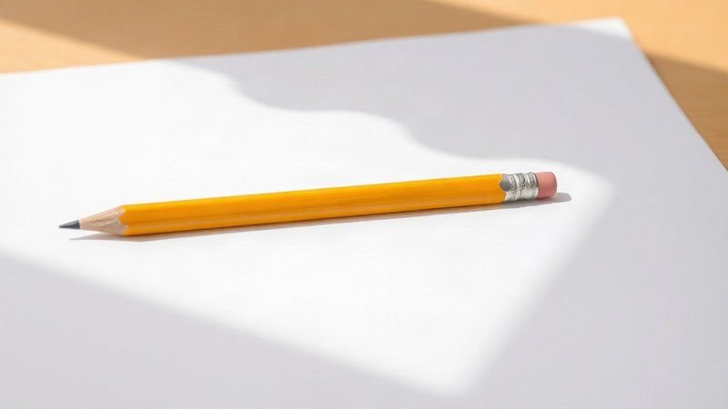 Простой классический деревянный карандаш лежит на чистом листе бумаги